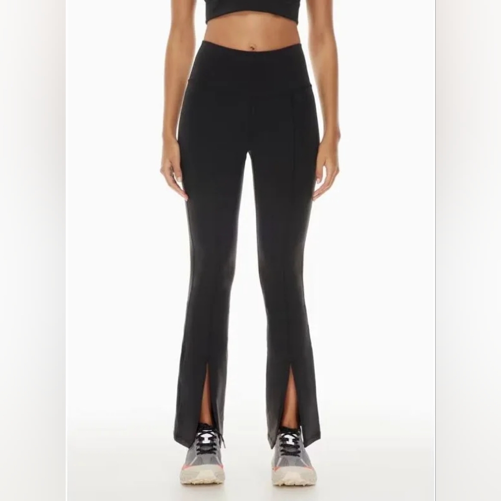 New without tags TnAction Black Flared Leggings with Front Slits size xs